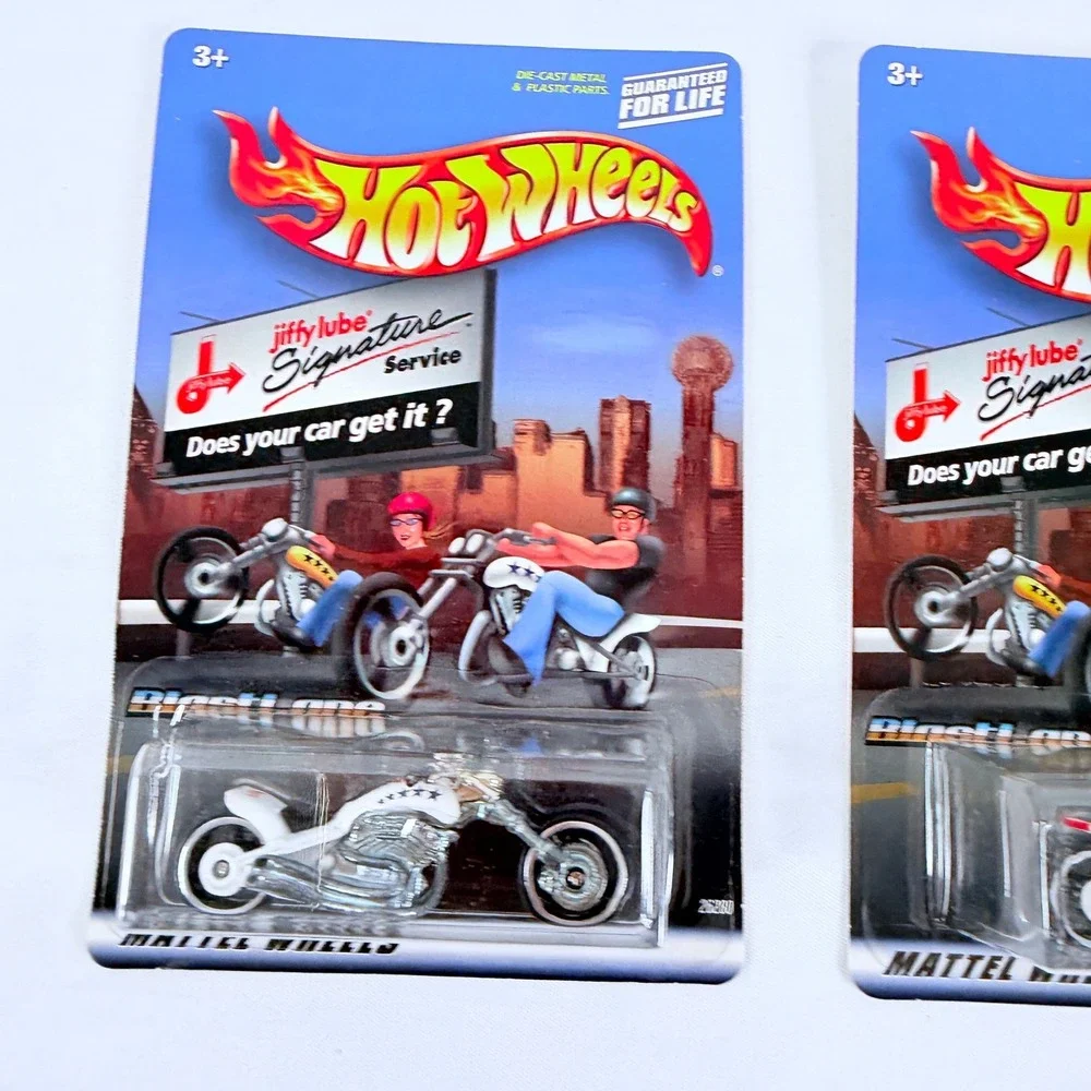 Hot Wheels Blast Lane Motorcycle Jiffy Lube Promo Lot of 3 White Diecast 26280
